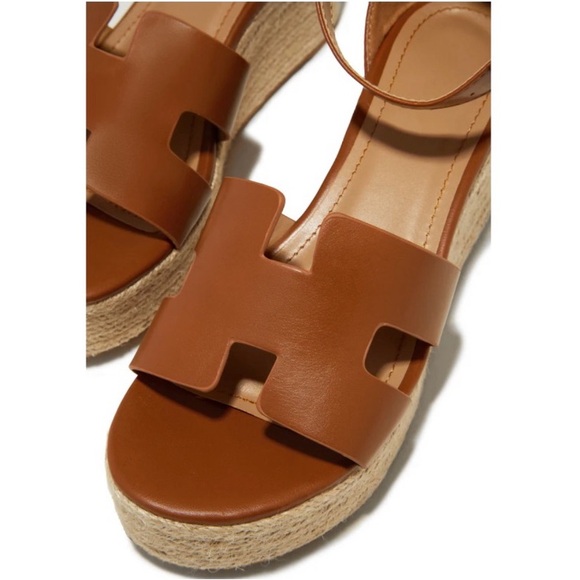 Tan H Band Espadrille Platform Sandals - Picture 4 of 6
